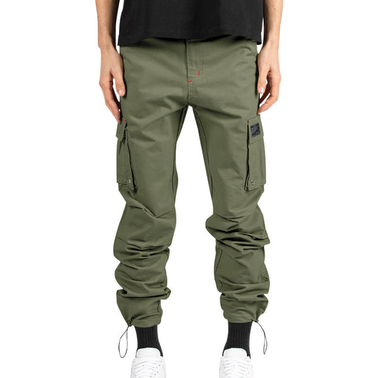 Herren nan Multitaschen-Freizeithose aus Baumwoll-Twill mit konischem Bein und verstellbarem Knöchelzug EB