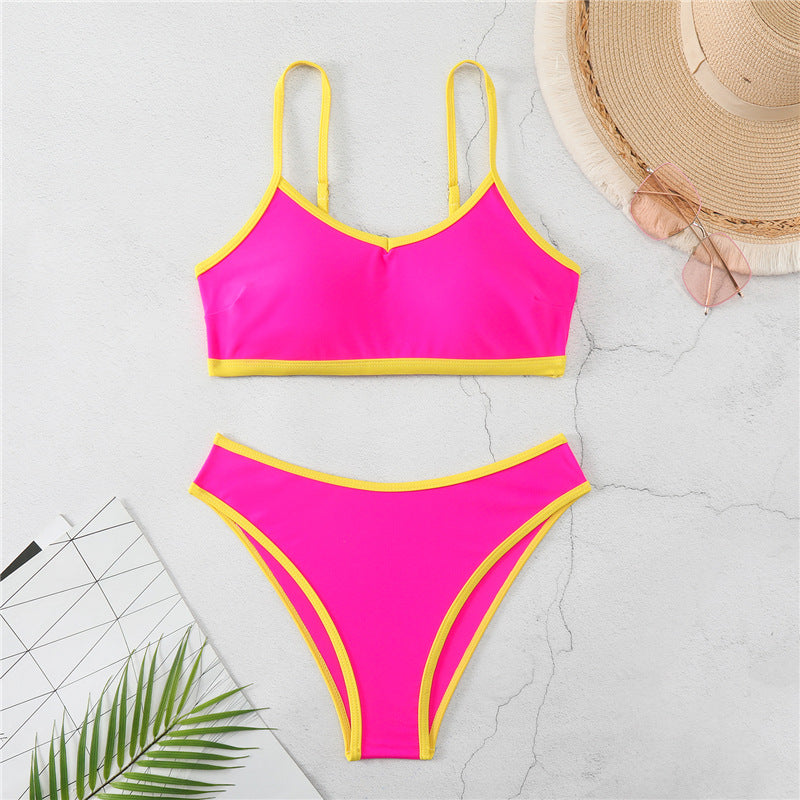 Damen Triangel-Bikini mit elastischem Bund und stylischem Kontrast EB