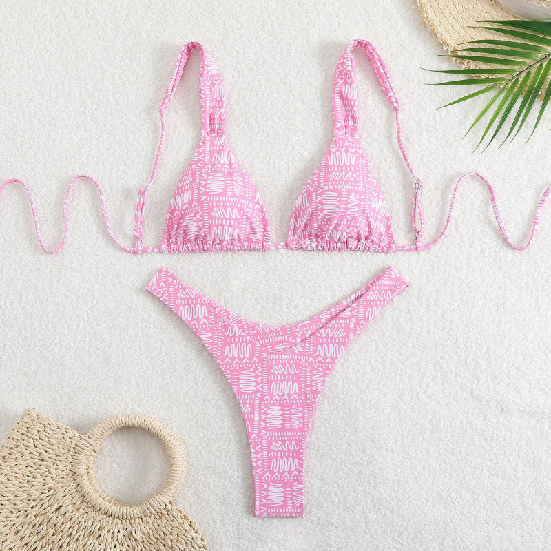 Damen Triangelbikini mit verstellbaren Trägern und hohem Beinausschnitt EB