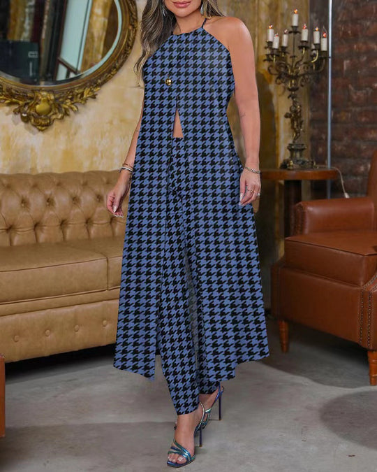 Damen Maxikleid mit schmeichelndem Schnitt und trendigem Hahnentrittmuster EB