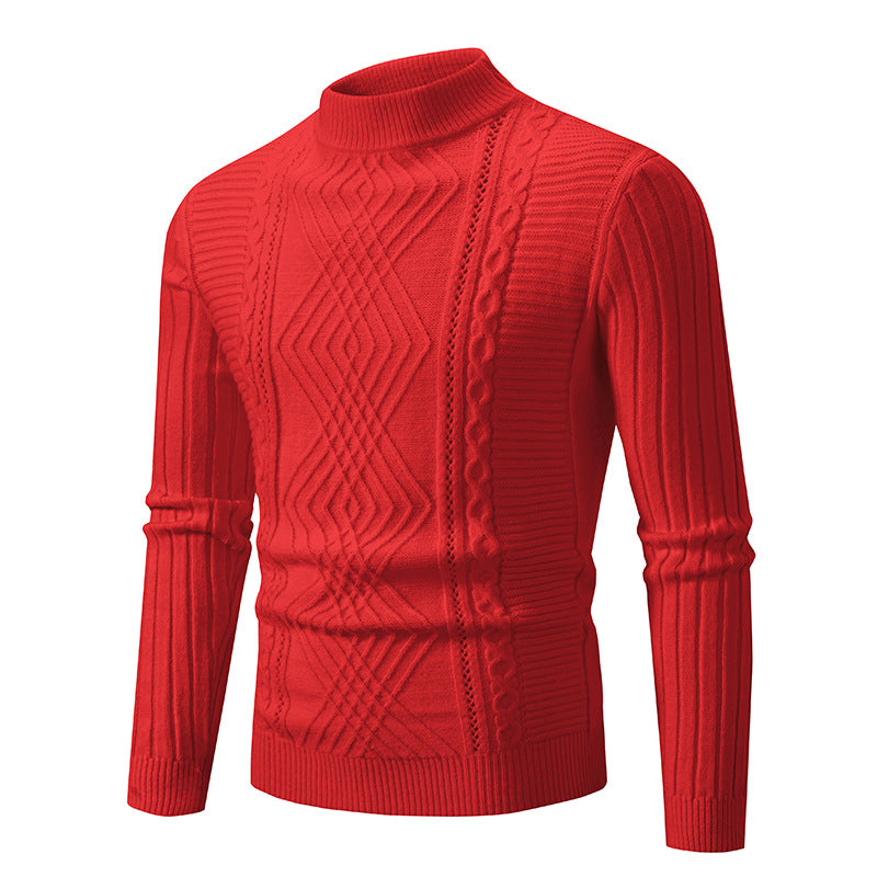 Herren Rollkragenpullover aus hochwertiger Baumwolle mit strukturiertem Zopfmuster EB