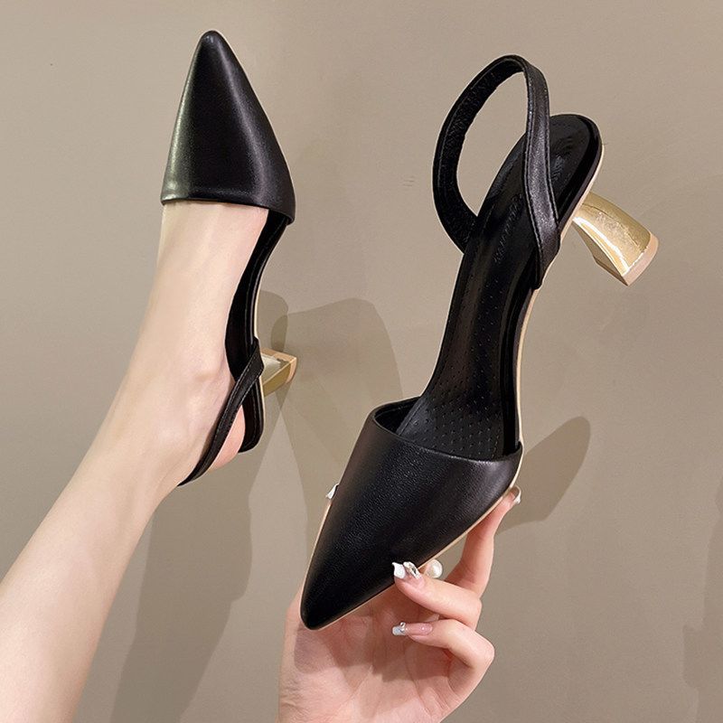Damen elegante Slingback-Pumps mit feinen Riemen und spitz zulaufendem Design EB
