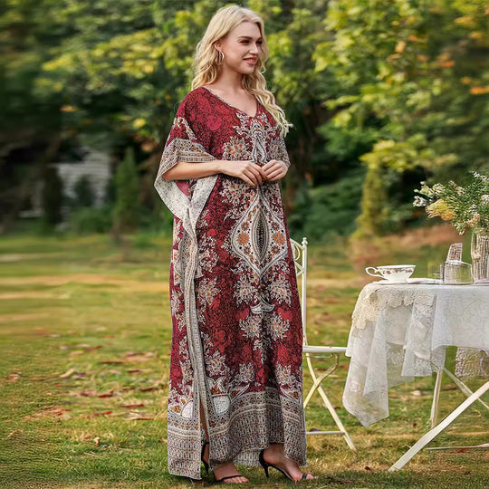 Damen Maxikleid mit floralem Muster und lässigem Schnitt EB
