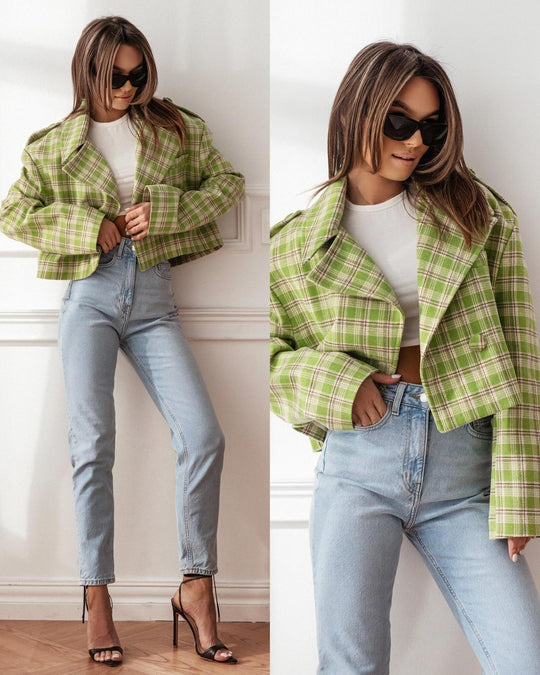 Damen Elegante Kurzjacke mit lässigem Schnitt und praktischen Taschen EB