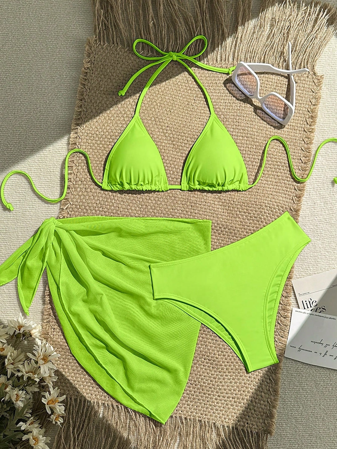 Damen Triangel-Bikini mit Wickeltuch und verstellbaren Trägern EB