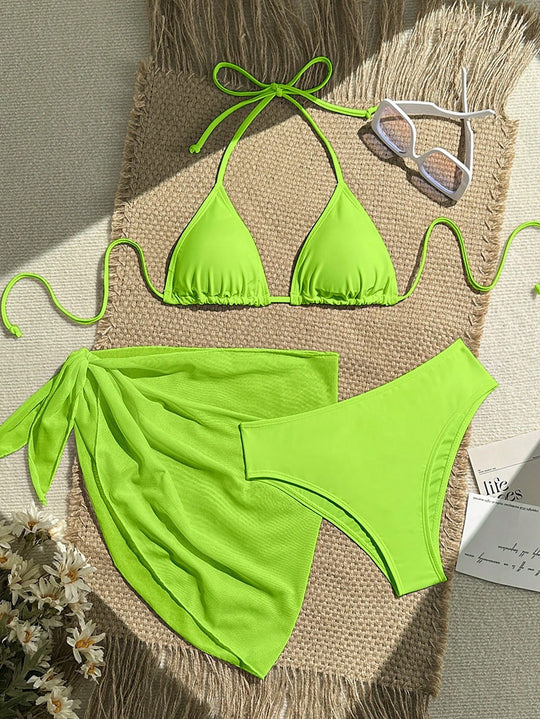 Damen Triangel-Bikini mit Wickeltuch und verstellbaren Trägern EB
