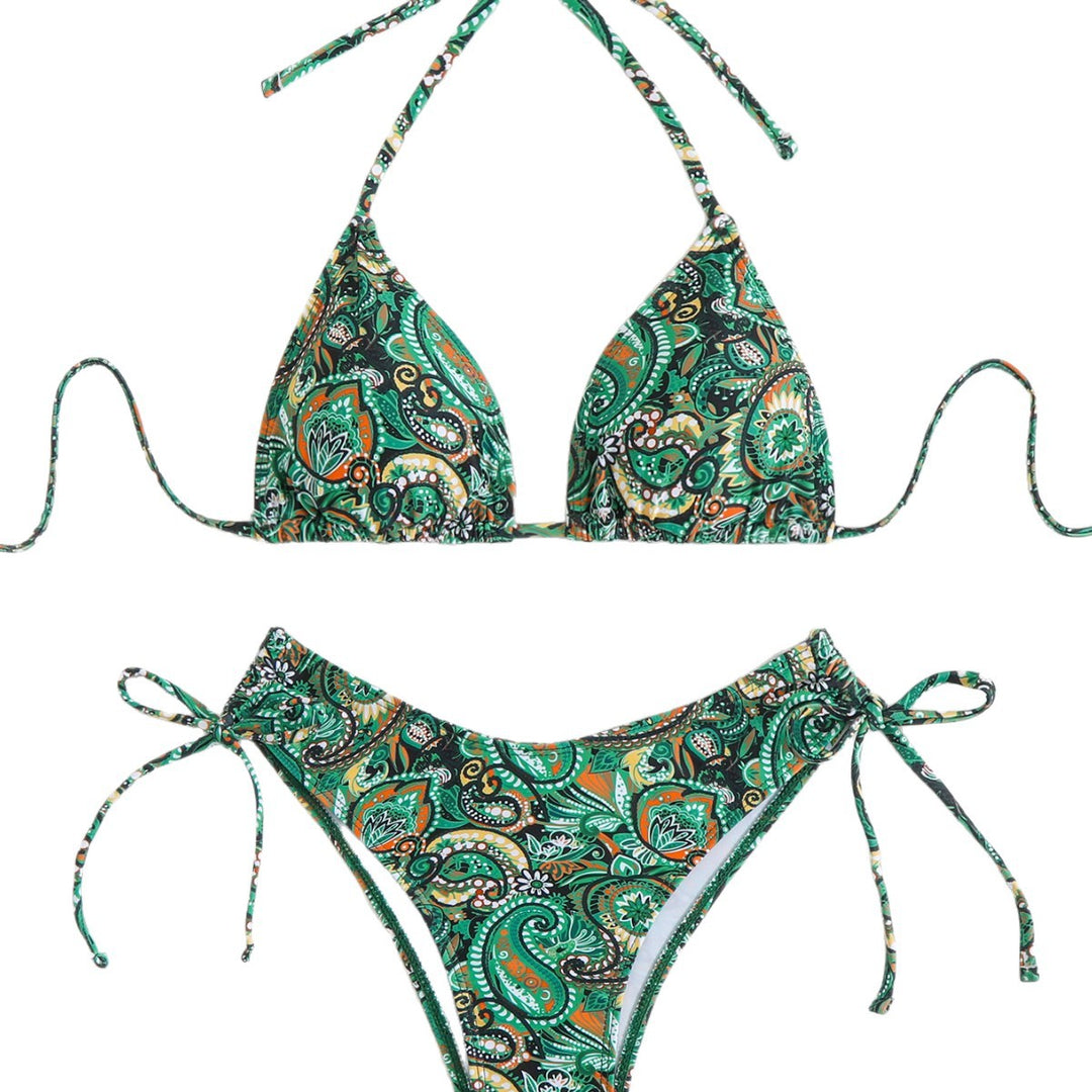 Damen Triangel-Bikini-Set mit verspieltem Paisley-Muster EB