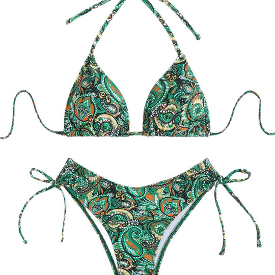 Damen Triangel-Bikini-Set mit verspieltem Paisley-Muster EB