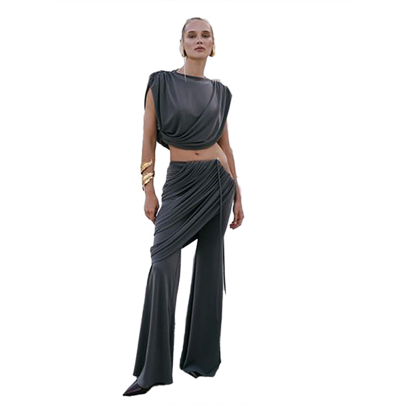 Damen Elegantes Set mit gerafftem Oberteil und weitem Bund EB