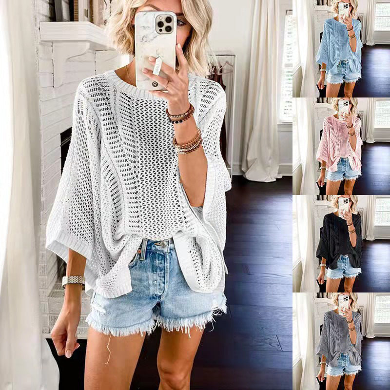 Damen lässiger Strickoversize-Pullover EB