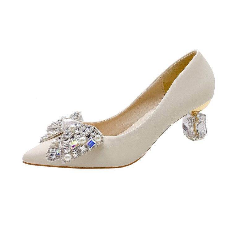 Damen elegante Pumps mit dekorativem Strass-Detail EB