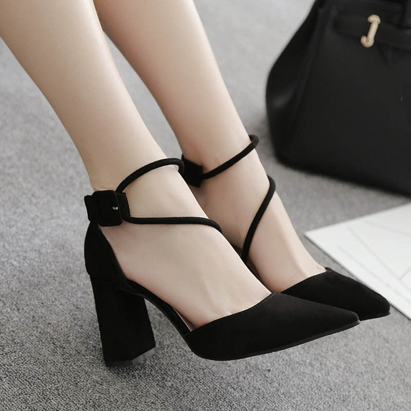 Damen elegante Ankle-High Pumps mit verstellbarem Riemchen EB