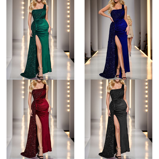 Damen Glamouröses Abendkleid mit asymmetrischem Schnitt und funkelnden Details EB
