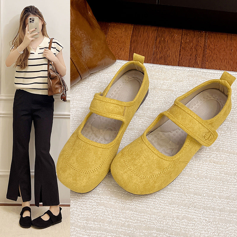 Damen Komfortable Ballerinas mit rutschfester Sohle und verstellbarem Klettverschluss EB