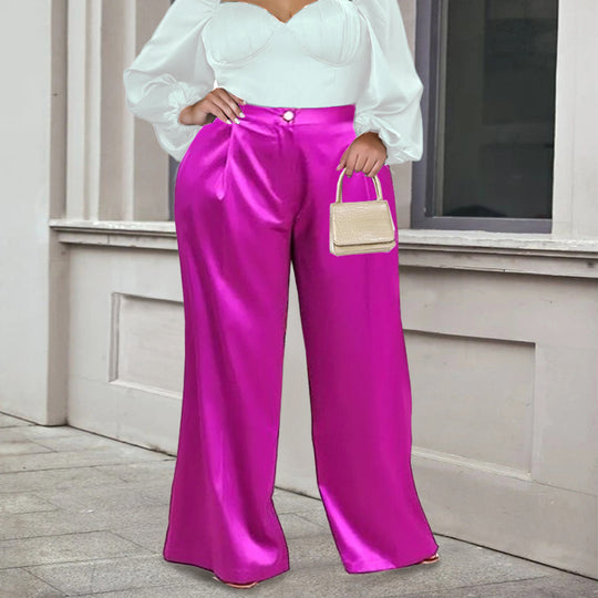 Damen Weite Satin-Hose mit eleganter Taillierung EB