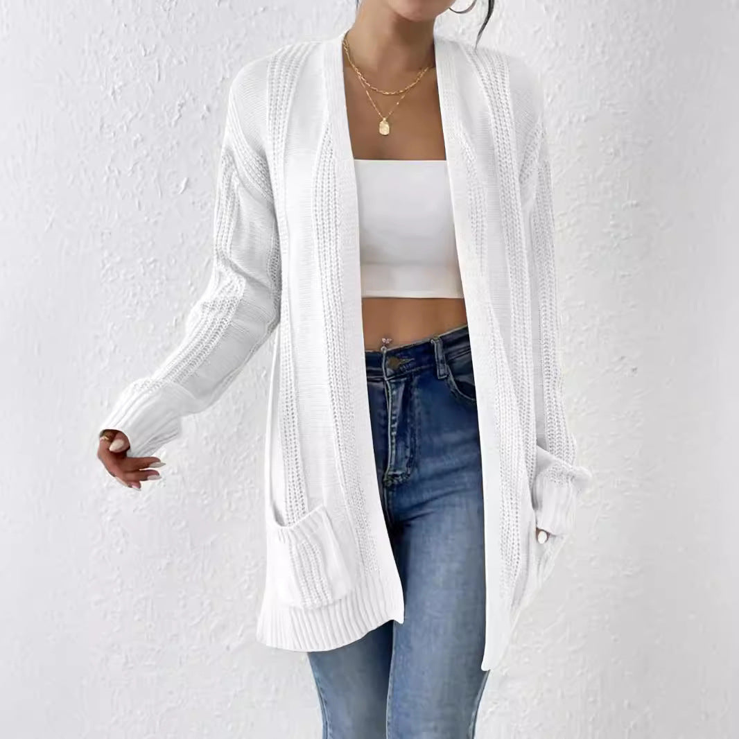 Damen Grobstrick Cardigan mit praktischen Taschen und lässigem Schnitt EB