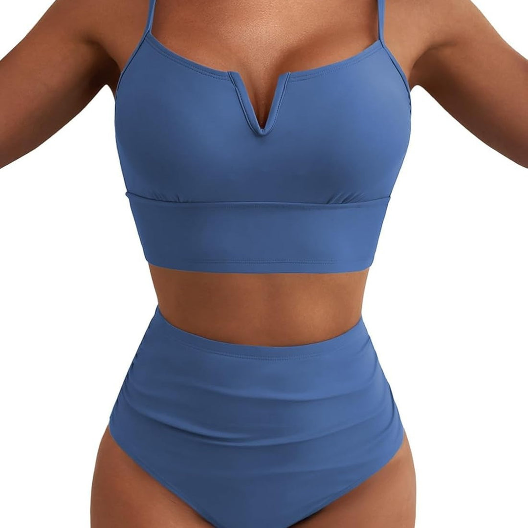 Damen Hochtailliertes Bikini-Set mit modernem V-Ausschnitt und angenehmer Passform EB