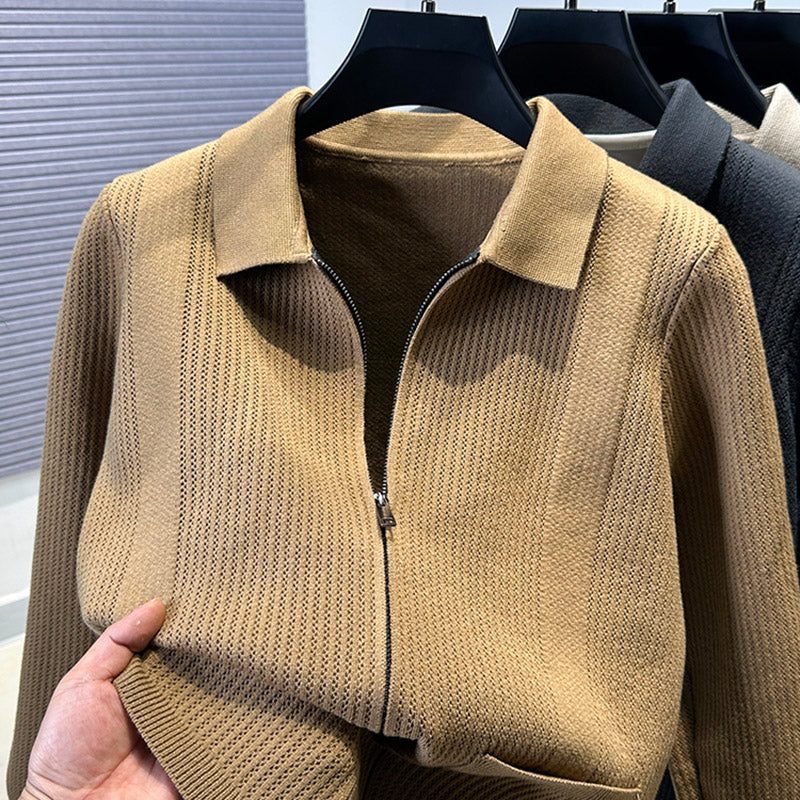 Damen Pullover mit strukturiertem Reißverschluss und klassischem Kragen EB