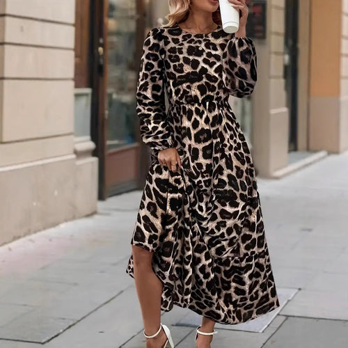 Damen Maxikleid mit modernem Leopardenmuster EB