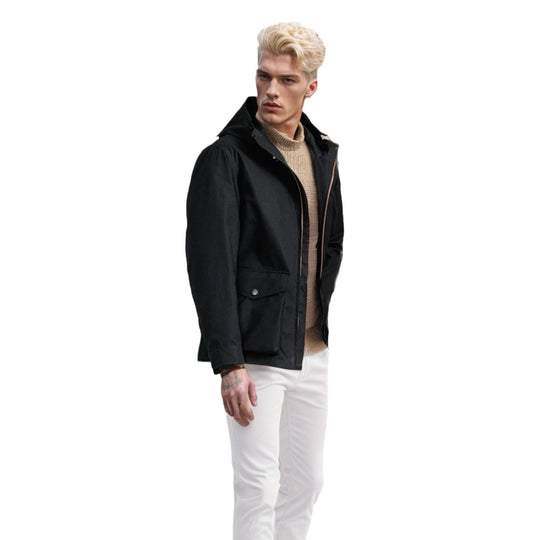 Herren funktionale Übergangsjacke mit verstellbarem Kapuzenkragen EB