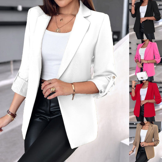 Damen Eleganter und moderner Blazer mit aufrollbaren Ärmeln EB