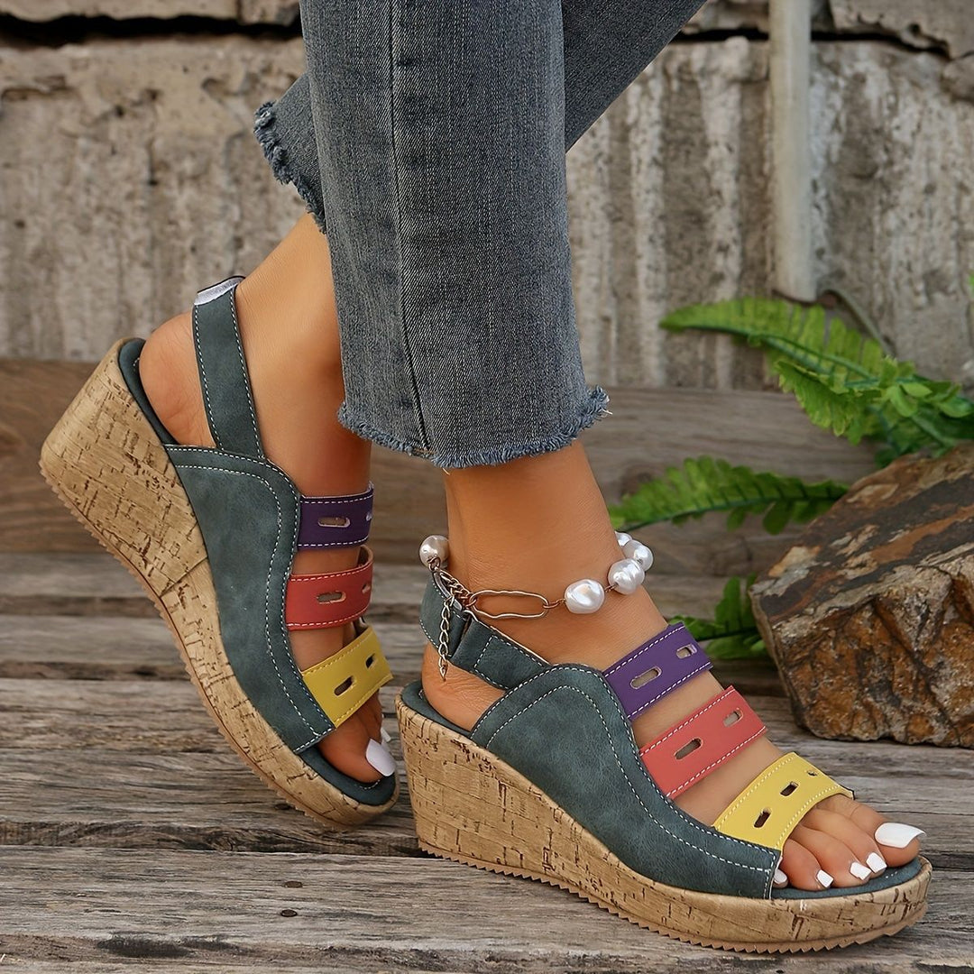 Damen Wedge-Sandalen mit modischem Riemendesign und komfortabler Korksohle EB