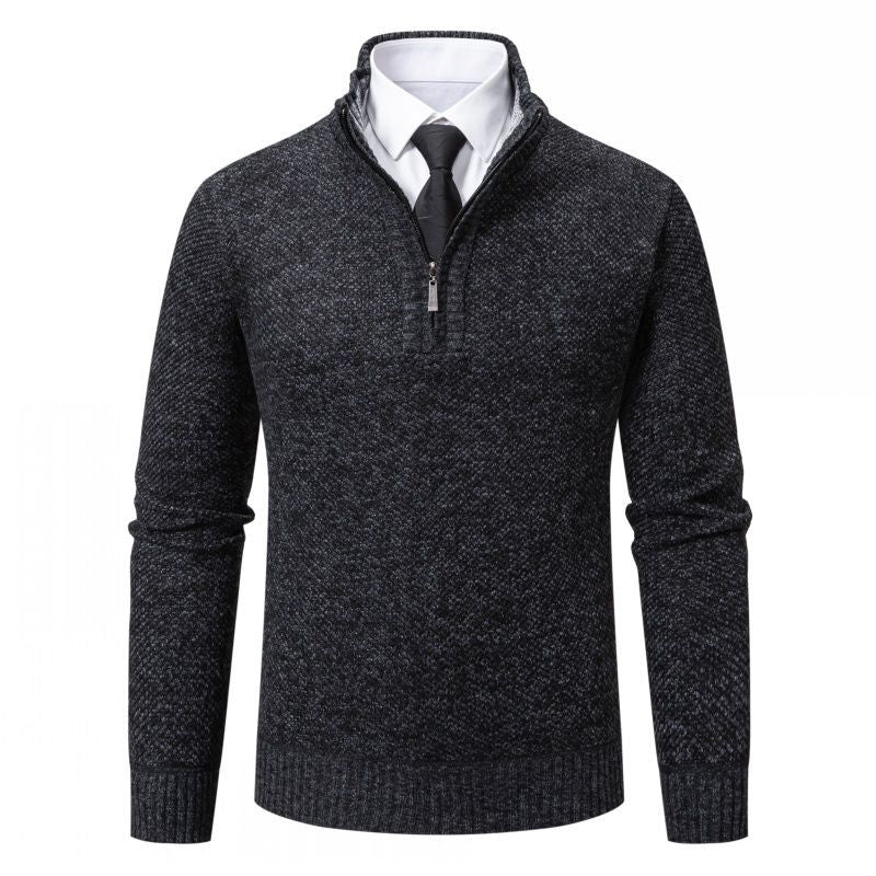 Herren Strickpullover mit modernem Reißverschluss und strukturiertem Design EB