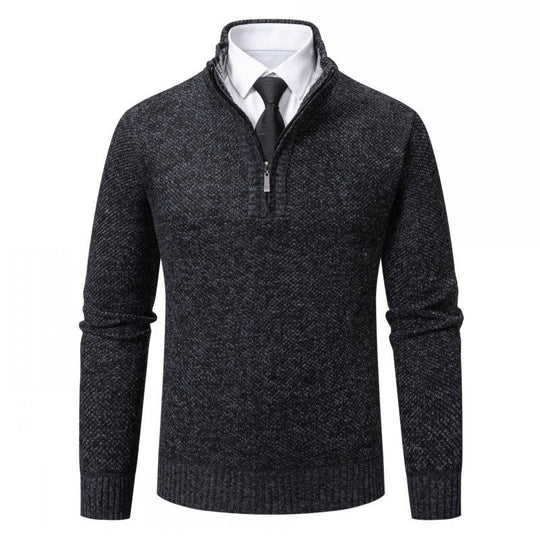 Herren Strickpullover mit modernem Reißverschluss und strukturiertem Design EB