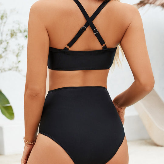 Damen Hochtaillierter Bikini mit Raffungen EB
