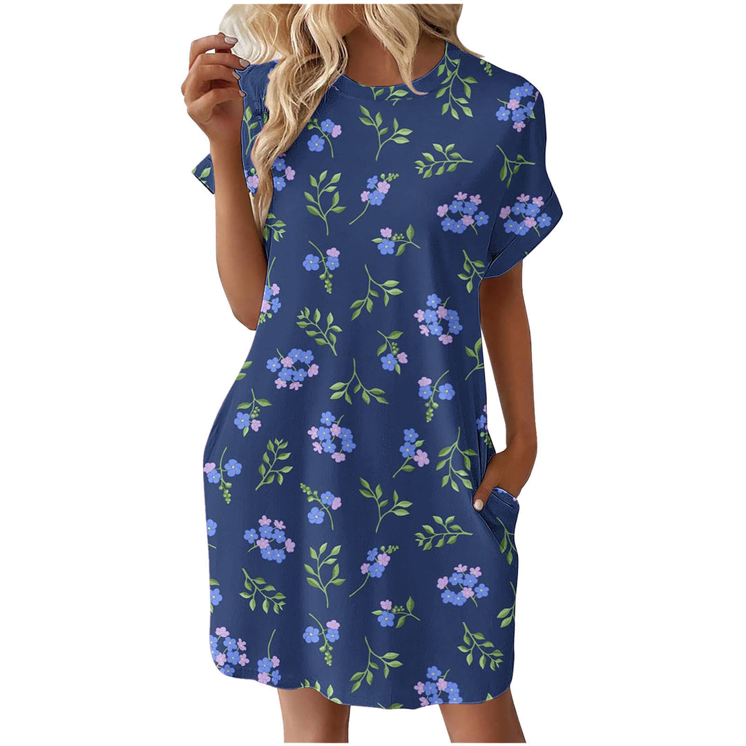 Damen lässiges Sommerkleid mit Blumenmuster und praktischen Taschen EB