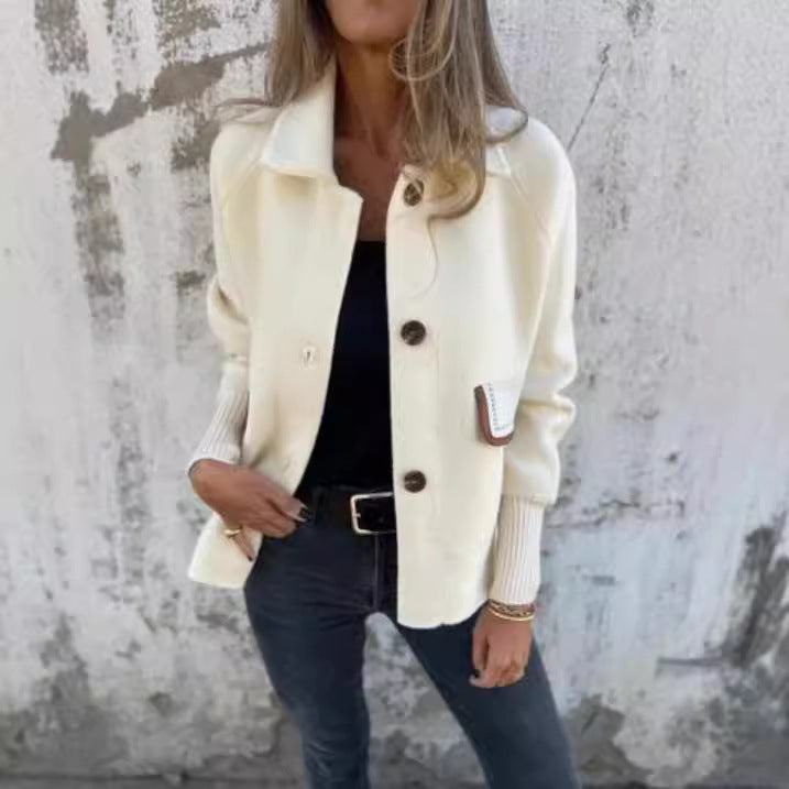 Damen gemütliche Cardigan-Jacke mit Knöpfen EB