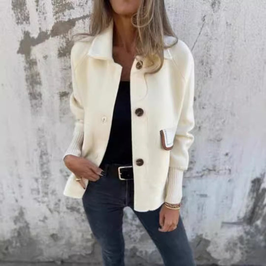 Damen gemütliche Cardigan-Jacke mit Knöpfen EB