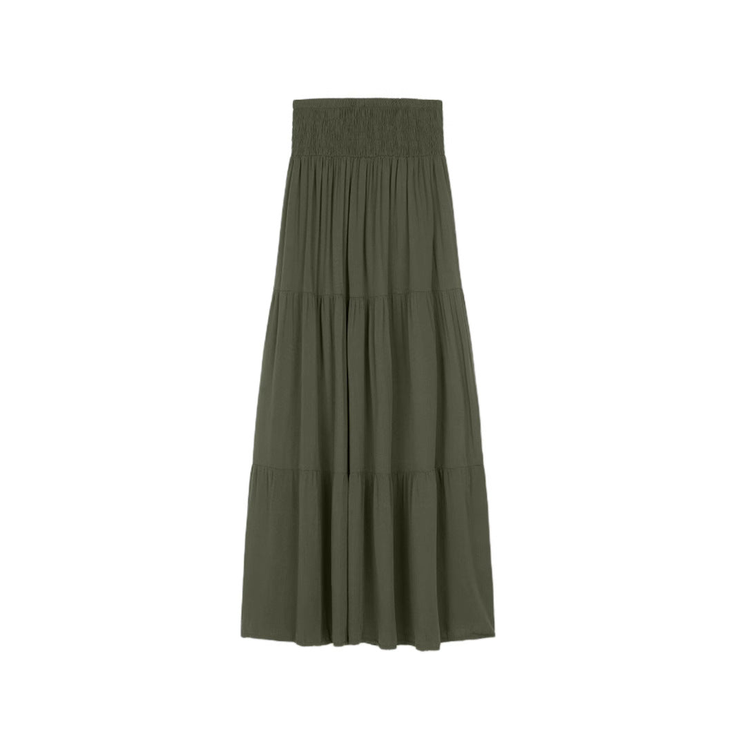 Damen Maxi-Rock mit voluminösem Schnitt und elastischem Bund EB