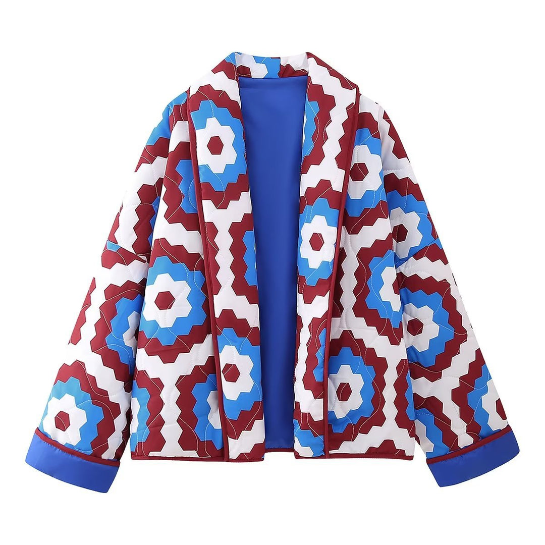 Damen Steppjacke mit geometrischem Muster und weichem Innenfutter EB