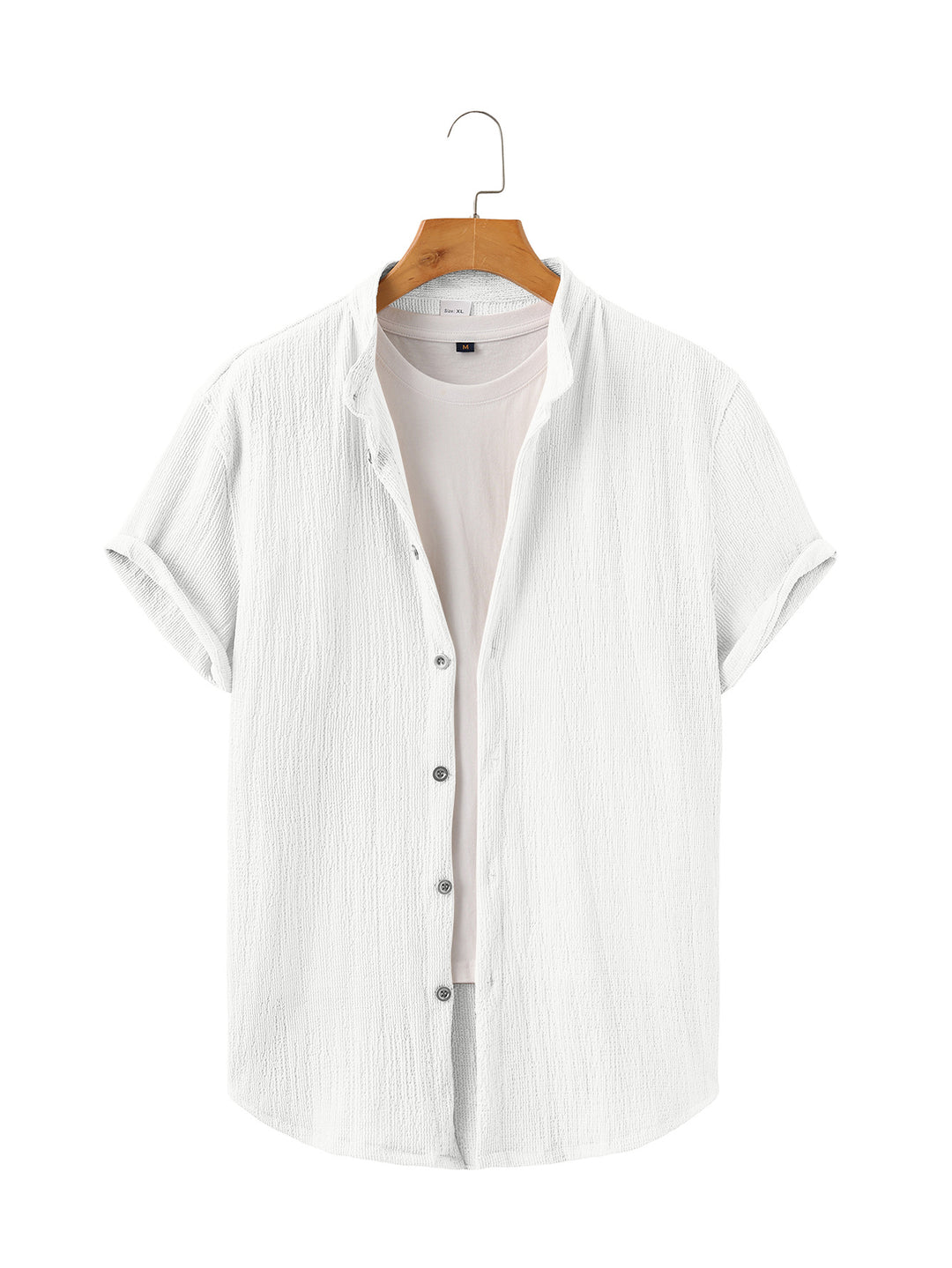 Herren nan leichtes Knitterstruktur-Überhemd mit umgeschlagenen Ärmeln entspannter Overshirt-Silhouette EB