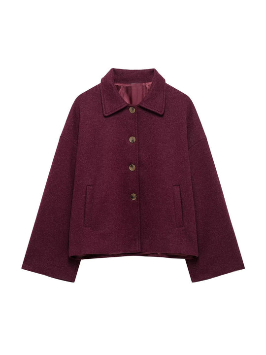 Damen Oversize Wolljacke mit dekorativen Knöpfen EB
