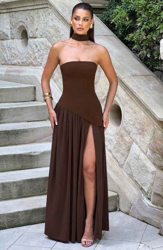 Damen Hochwertiges Abendkleid mit asymmetrischem Schnitt und elegantem Schlitz EB