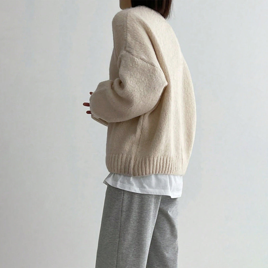 EB | Pullover - Damen Herbst Oversized Rundhals Strickpullover