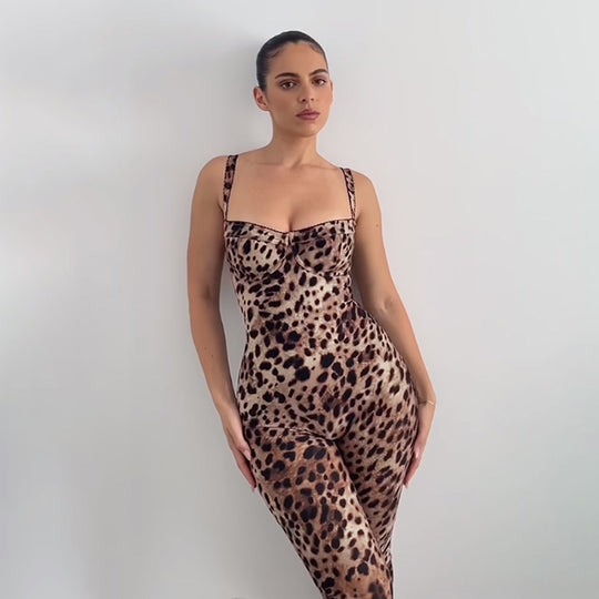 Damen Jumpsuit mit raffiniertem Schlangenhaut-Design und figurbetontem Schnitt EB
