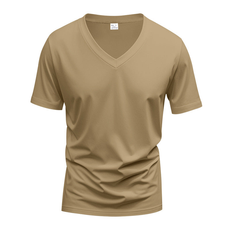 Herren nan V-Ausschnitt-T-Shirt aus Stretchbaumwolle mit ergonomischem Schulterschnitt und flachem Saum EB