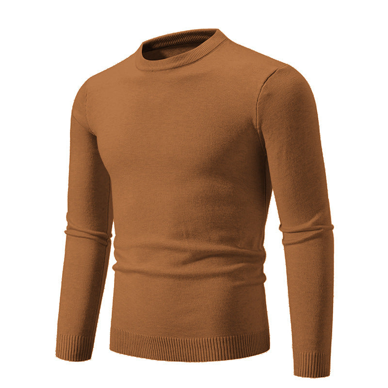 Herren Feiner Strickpullover mit Rundhalsausschnitt und Rippdetails EB