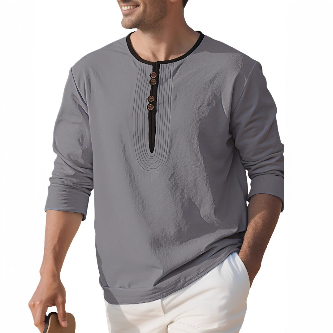 Herren Langarmshirt mit stylischem Knopfdesign EB