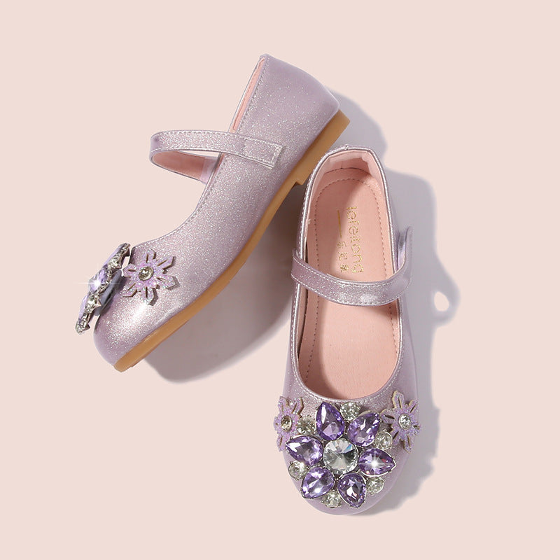 Damen Ballerinas mit glitzernden Blumenapplikationen EB