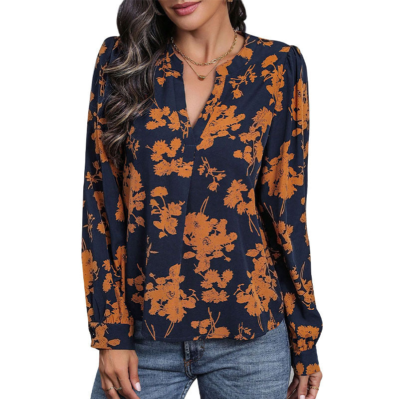 Damen Bluse mit floralem Muster und eleganten Puffärmeln EB