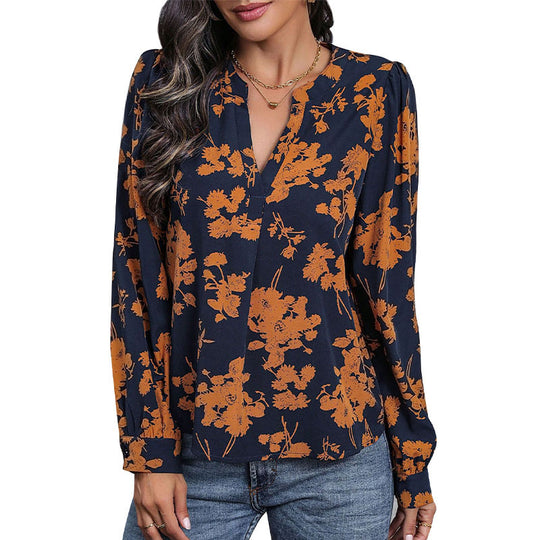Damen Bluse mit floralem Muster und eleganten Puffärmeln EB
