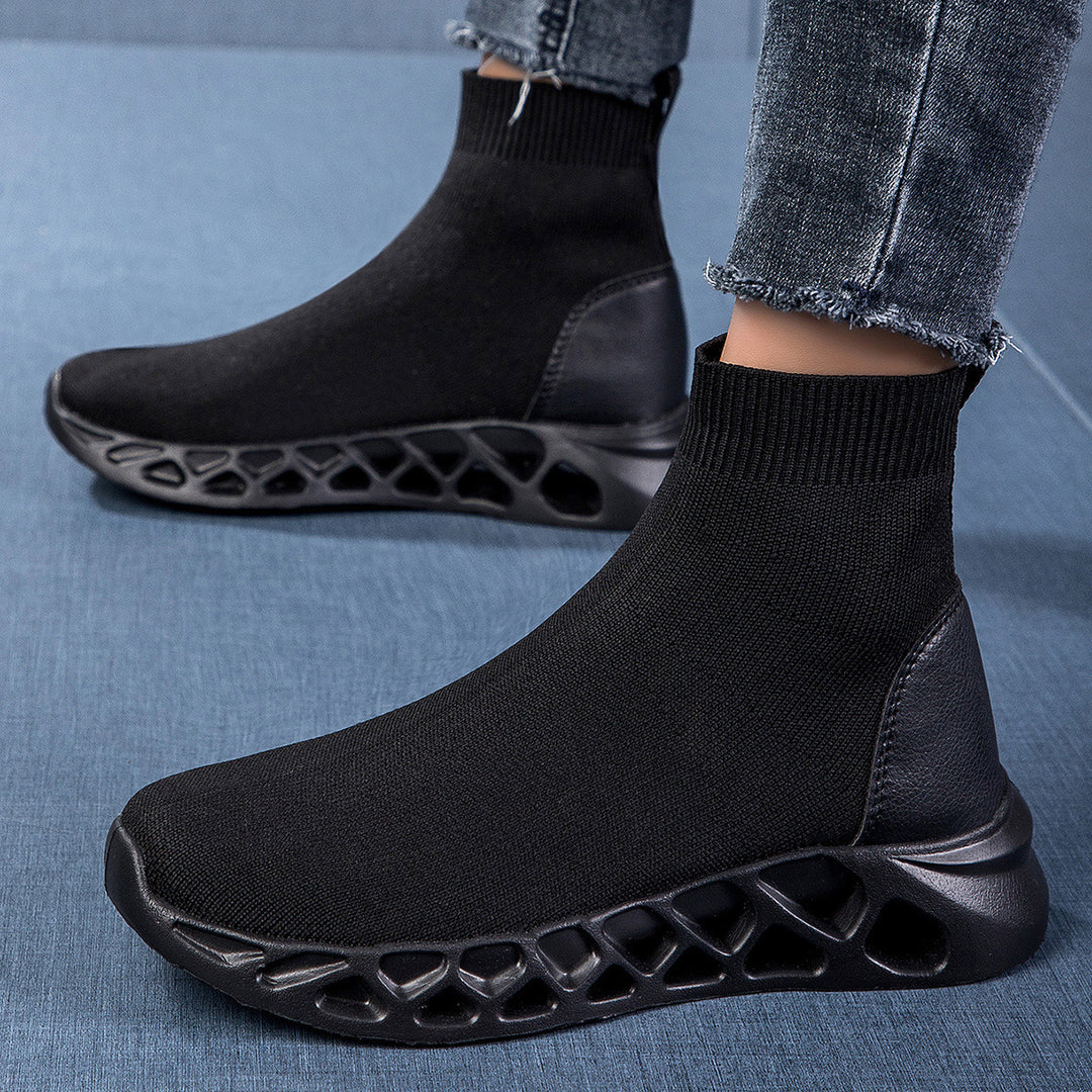 Damen High-Top Sneakers mit elastischem Obermaterial und rutschfester Sohle EB