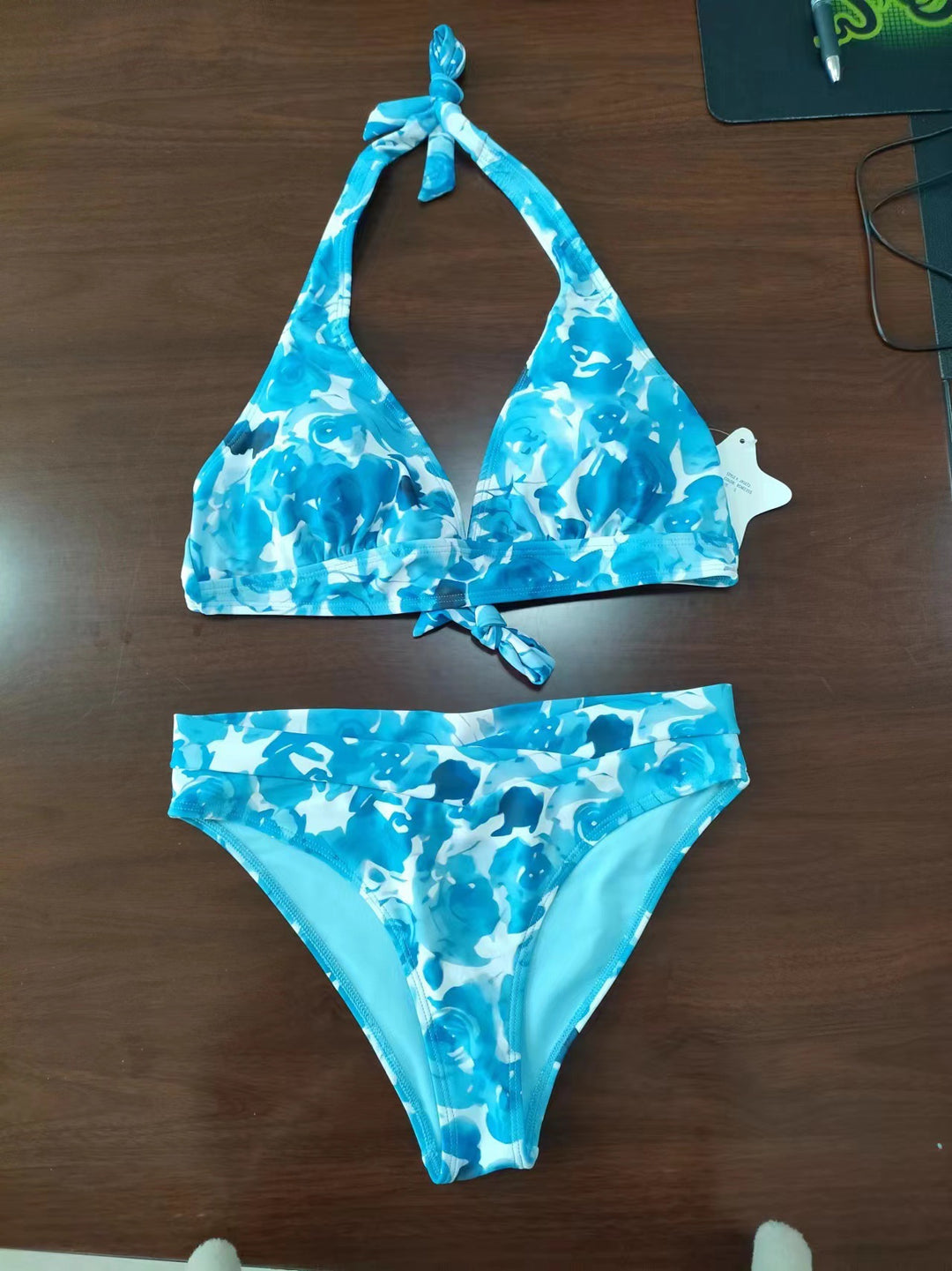 Damen Triangel-Bikini-Set mit verstellbaren Trägern und floralem Muster EB