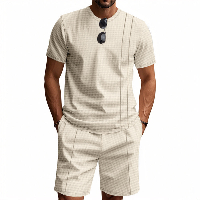 Herren nan atmungsaktives Strukturjersey-Kurzarmshirt mit passender Bundfalten-Shorts EB