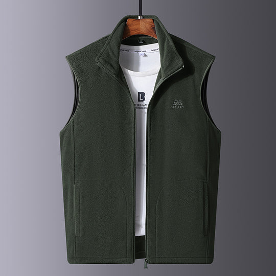 Herren Microfleece-Thermoweste mit windabweisender Front, Stehkragen und verdeckten Seitentaschen EB