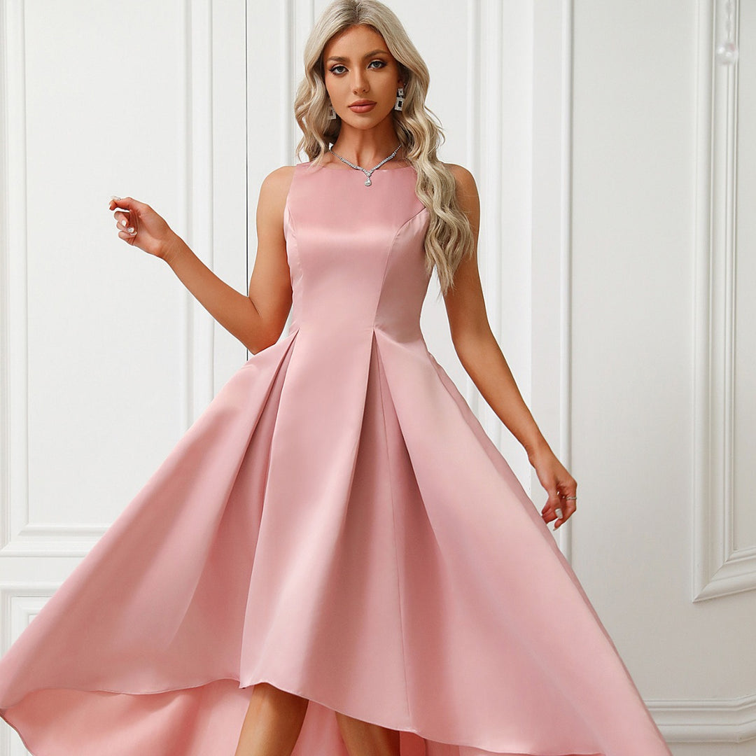 Damen Asymmetrisches Abendkleid aus satin mit Faltenwurf EB
